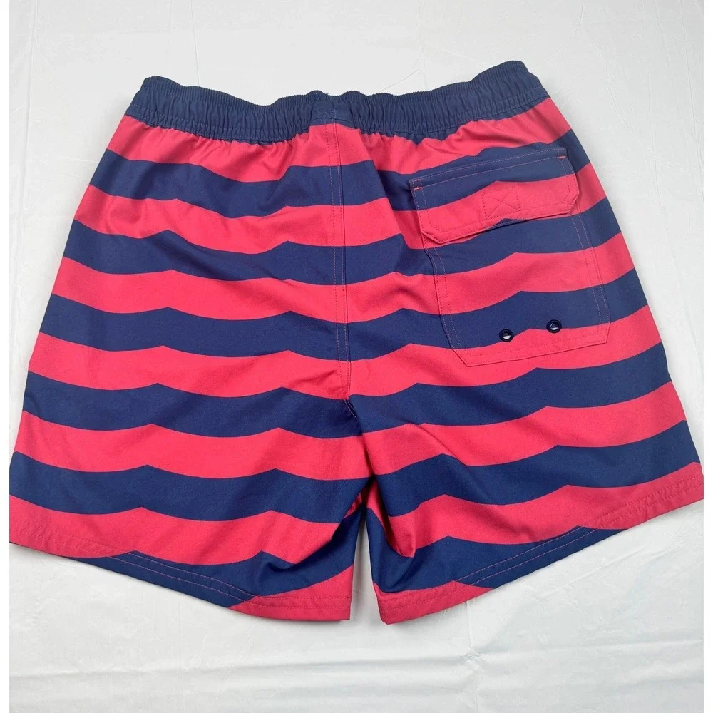 Vineyard Vines Swim Trunks XS Mens Red Blue Flag Whale Stripe Beach Summer